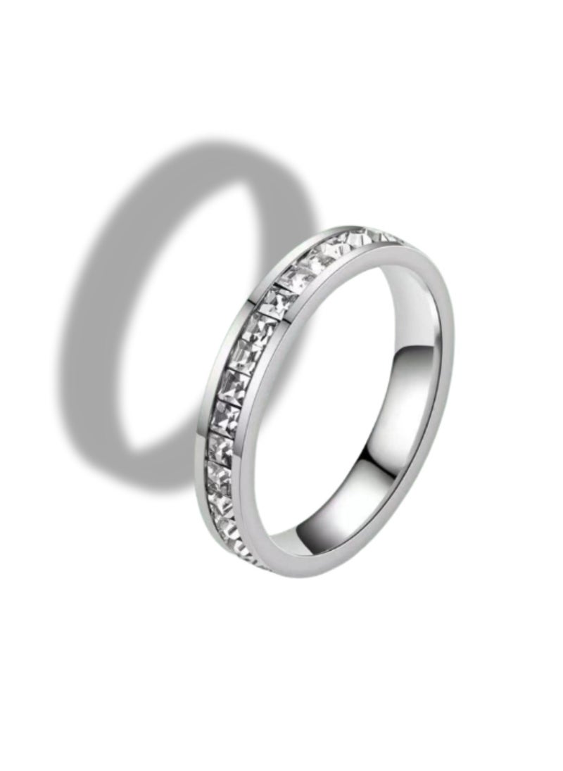 Soko Mesh Silver Diamond Stackable Ring - Exquisite Women's Jewelry, Wedding Band, Luxury Fashion Accessory, , Timeless & Elegant Design, Perfect Gift for Her, Fine Jewelry Collection.  - Image 5