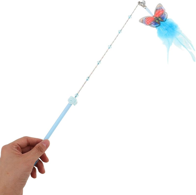 GALPADA Cat Teaser Stick Plumage Wand Set with 3 Replacement Heads Interactive Indoor Cat Wand for Kittens Play Chase Exercise - Image 2