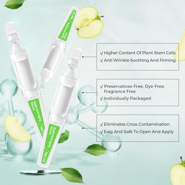 BACHERI Hydrating & Anti-Aging Ampoules Serum - Apple Stem Cell & Tremella Mushroom Extract and Collagen - Deep Hydration, Anti-Wrinkle, Skin Firming & Revitalizing, For All Skin Types, 15 Pcs/Box - Image 2
