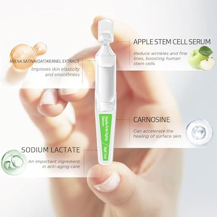 BACHERI Hydrating & Anti-Aging Ampoules Serum - Apple Stem Cell & Tremella Mushroom Extract and Collagen - Deep Hydration, Anti-Wrinkle, Skin Firming & Revitalizing, For All Skin Types, 15 Pcs/Box - Image 5
