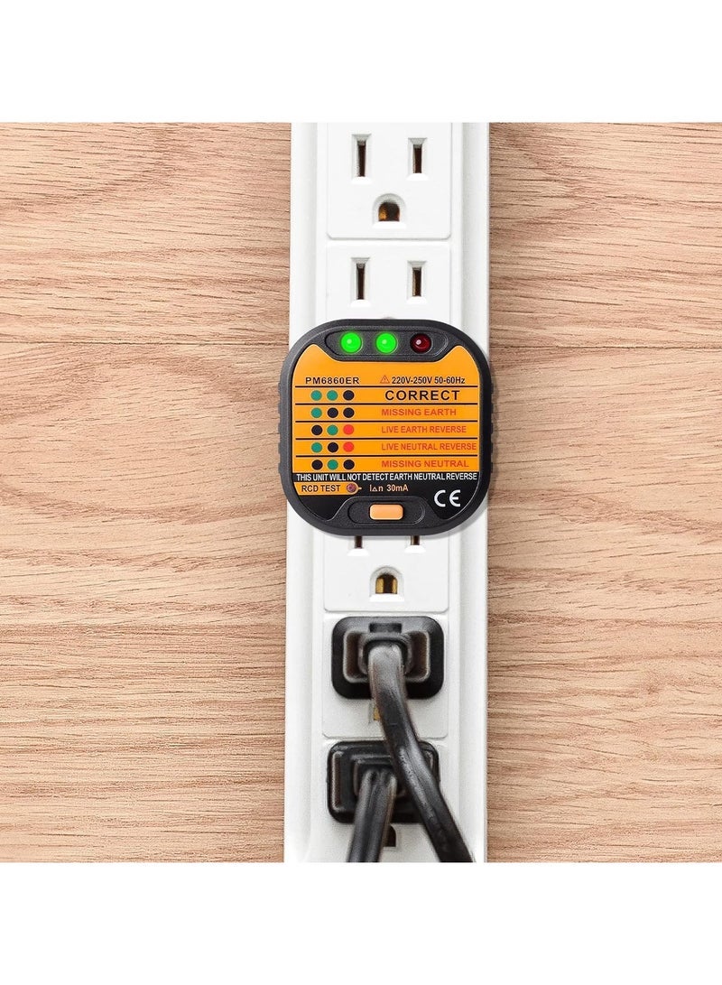 كابتن تيك Outlet Tester, Electric Socket Tester, 220-250V Circuit Polarity Voltage Detector, UK Plug Circuit Tester, Socket Safety Plug Breaker, Outlet Line Ground Zero Detector - Image 2