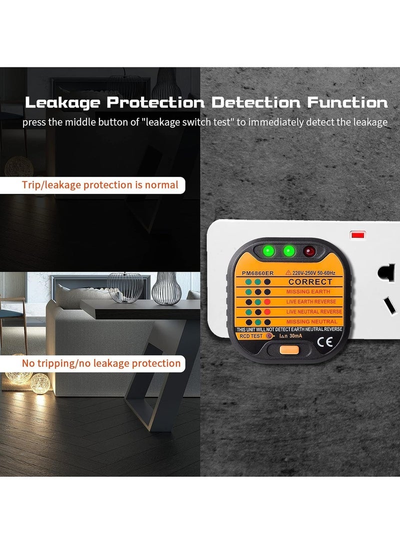 كابتن تيك Outlet Tester, Electric Socket Tester, 220-250V Circuit Polarity Voltage Detector, UK Plug Circuit Tester, Socket Safety Plug Breaker, Outlet Line Ground Zero Detector - Image 4