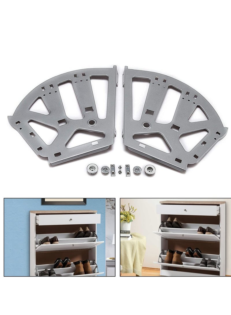 SYOSI Upgrade Stainless Steel Hinges 3 Layer Fan Shape Design for Easy Access and Durability Perfect for Kitchen Living Room and Shoe Storage Cabinets Includes Hardware Grey  - Image 2