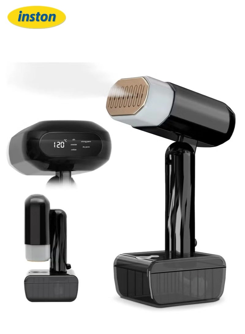 فيستون مكواة بخار محمولة للملابس بالبخار، مكواة بخار محمولة باليد 2 في 1 ومكواة بخارية 2 في 1، إزالة التجاعيد بسرعة، درجة حرارة قابلة للتعديل ب 5 مستويات، مع شاشة رقمية LED، مناسبة للاستخدام المنزلي والمكتبي والسفر - Image 1