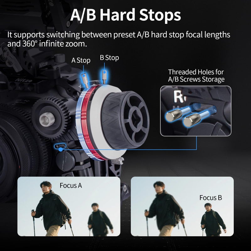 Nitze Mini Follow Focus, with 15mm Rod and Rod Clamp, Gear Ring Belt, 3 Reversible Drive Gears and 2 Marking Disks, Supports A/B Hard Stops and 360Â° Infinity Zoom - MF15C - Image 3