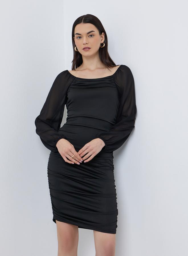 تايك تو فستان قصير ضيق بأكمام بالون - Image 3