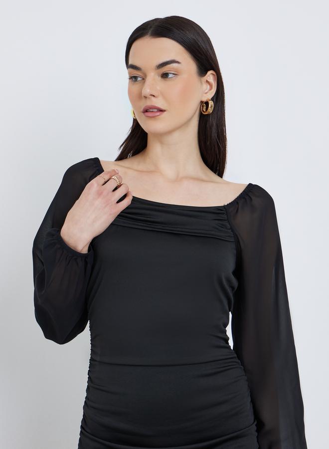 تايك تو فستان قصير ضيق بأكمام بالون - Image 4