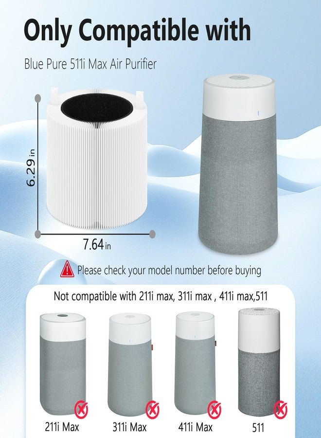 XBWW 2 Packs 511i Max Replacement Filter Compatible with Blue Pure 511i Max Air Cleaner Purifier Small Room - WiFi - Image 2
