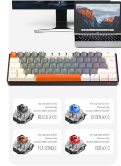 T-WOLF 62 Keys Colorful Lights Switch Mechanical Gaming Keyboard 75% Mini Wired Waterproof Backlit Silent White RGB Color Suitable for PC/Ps4/Xbox Gamers  - Image 3