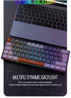 T-WOLF 62 Keys Colorful Lights Switch Mechanical Gaming Keyboard 75% Mini Wired Waterproof Backlit Silent White RGB Color Suitable for PC/Ps4/Xbox Gamers  - Image 4