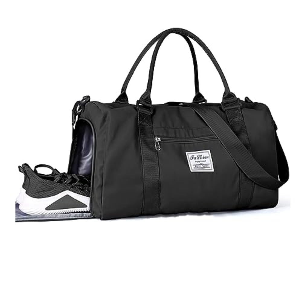Gym Bag for Women and Men, Travel Duffel Bag with Shoes Compartment and Wet Pocket, Waterproof Shoulder Weekender Overnight Bag, Sport Gym Tote Bags for Swimming Yoga