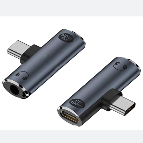 Mizi 2025 Upgraded USB-C to 3.5mm Headphone & Charger Adapter – 2-in-1 Type-C Audio Dongle with Hi-Res DAC & Fast Charging – Compatible with iPhone 16/15, Galaxy S25/S24, Pixel, iPad - Grey - Image 1