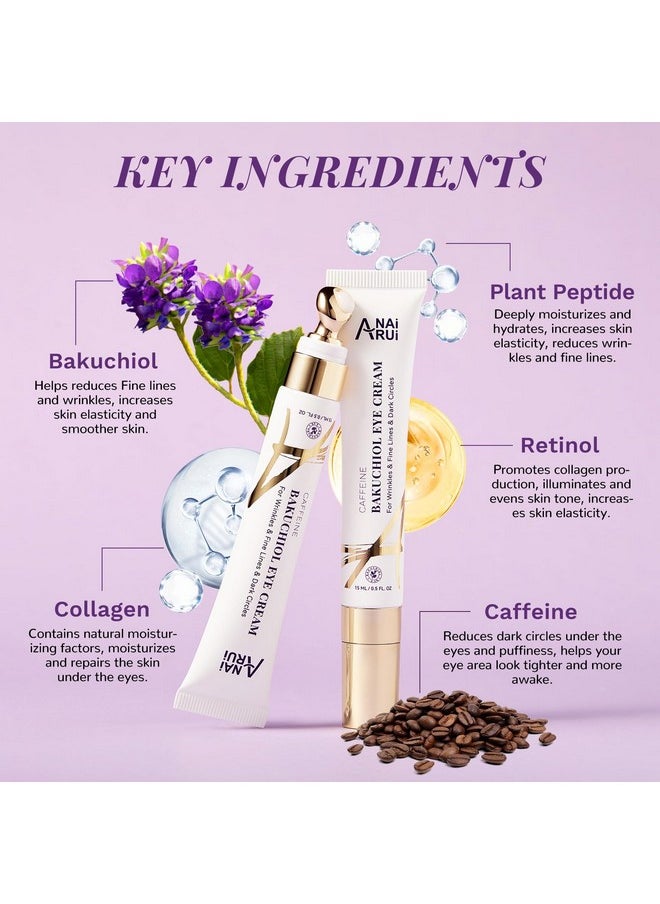 ANAI RUI - Caffeine Bakuchiol Firming Eye Cream, Retinol & Peptide Eye Cream For Dark Circles, Puffiness, Wrinkles, Bakuchiol Alternative Retinol Eye Moisturizer For Under-Eye Skin Repair 0.5 Fl Oz - Image 1