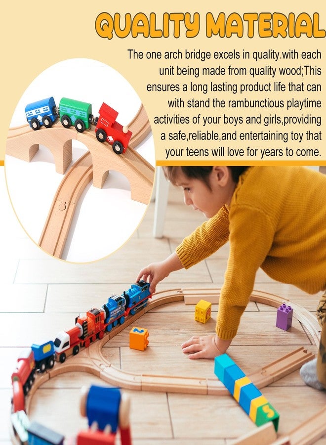 JarThenaAMCS 27Pcs Wood Train Track Expansion Set Wooden Train Track Connectors and Adapters Train Bridges Straight Wooden Train Track Accessories for Most Major Toy Train Tracks Railway - Image 5