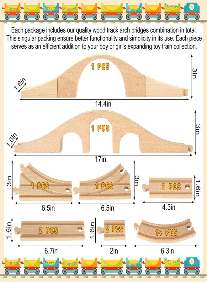 JarThenaAMCS 27Pcs Wood Train Track Expansion Set Wooden Train Track Connectors and Adapters Train Bridges Straight Wooden Train Track Accessories for Most Major Toy Train Tracks Railway - Image 2