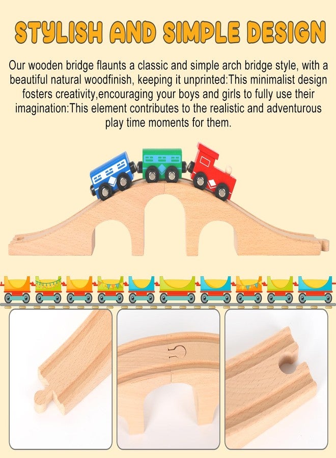 JarThenaAMCS 27Pcs Wood Train Track Expansion Set Wooden Train Track Connectors and Adapters Train Bridges Straight Wooden Train Track Accessories for Most Major Toy Train Tracks Railway - Image 3