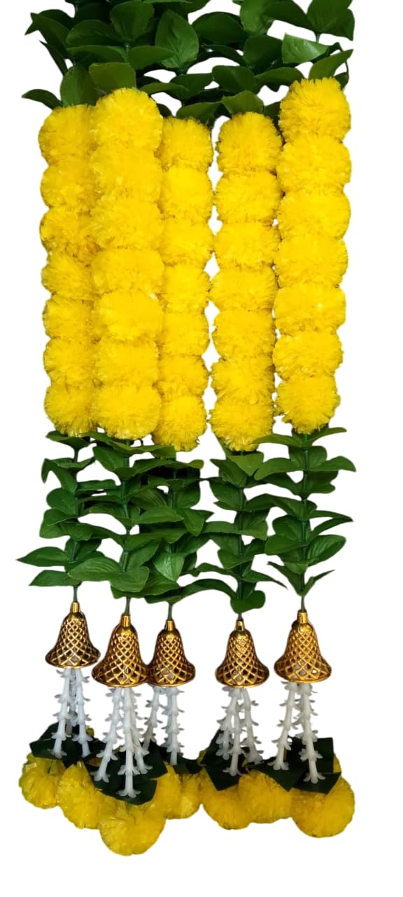 LOVANSH Decoration Items Garland Latkan Artificial Marigold Which Gives Traditional and Unique Look and Bring Good Luck to Our Homes Sales Package 2 String Marigold Garland 7 Feet String - Image 1
