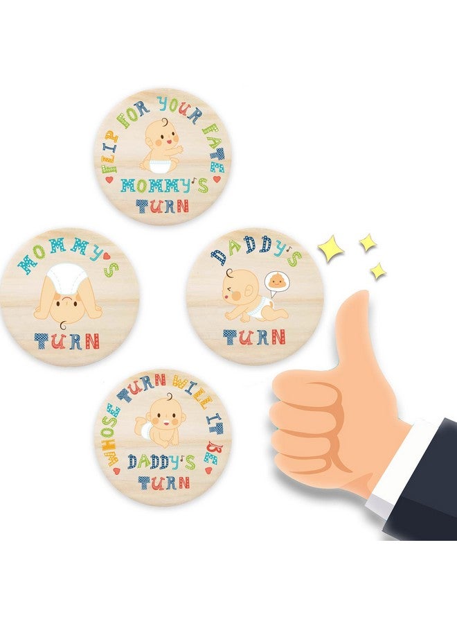 RORANIC New Parent Decision Challenge Coin,Jumbo Size Wooden Funny Baby Flip Coin Set Mom Dad Turn Coin for Pregnancy Baby Shower Present New Parents Gift - Image 1