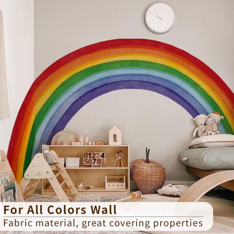 astrkiz Fabric Large Rainbow Wall Decals Peel and Stick, Precut Original Hand Drawn Colorful Vigor Watercolor Full Rainbow Wall Sticker Decor for Kids Bedroom Living Room Playroom, 75" X 43.3" - Image 5