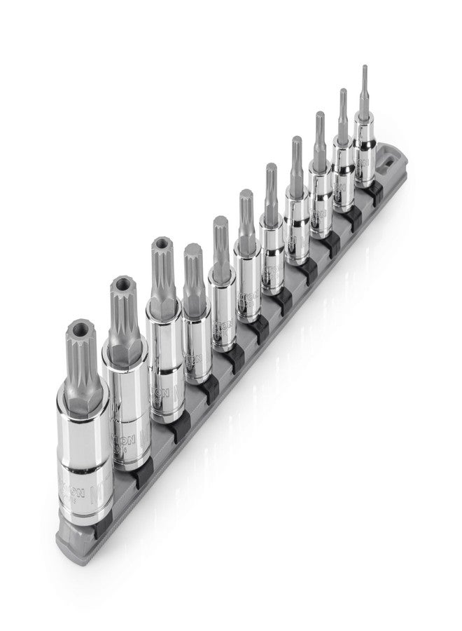 TEKTON 3/8 Inch Drive Triple Square and 1/2 Inch Drive TR Triple Square Bit Socket Set with Rail, 11-Piece (M4-M12, MT14-MT18) | SHB99100 - Image 1