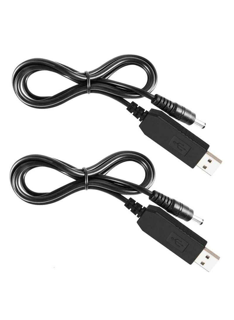5V to 12V USB to DC Adapter Cable, 2 Pack - Image 1