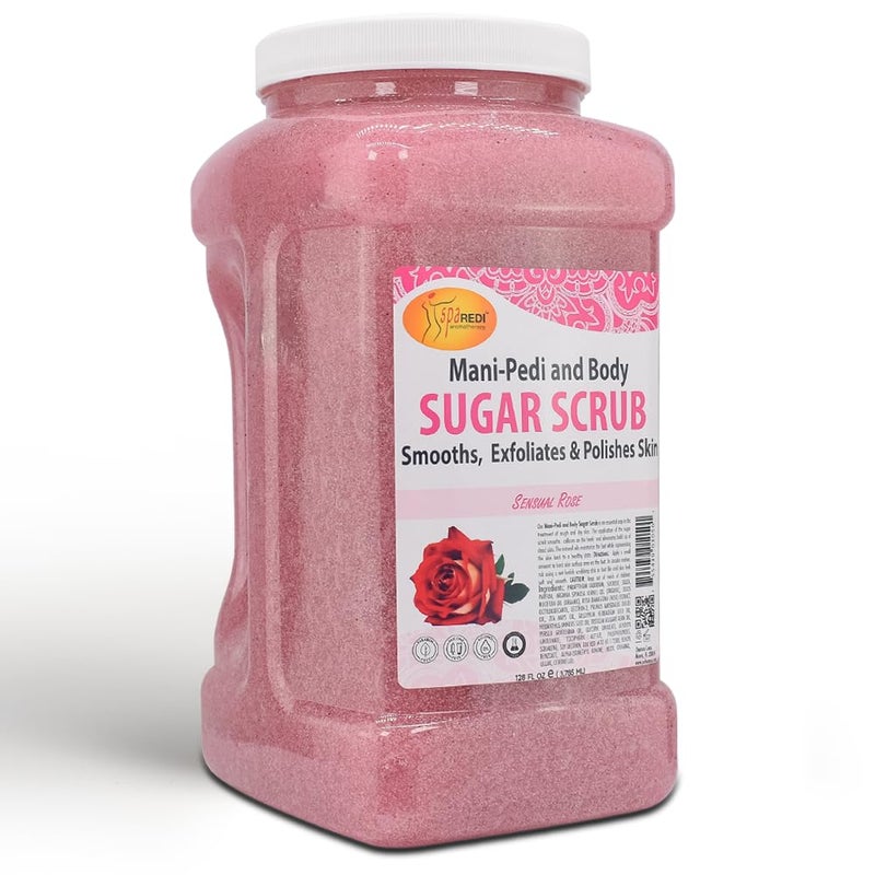 SPA REDI Sugar Body ScrubSensual Rose 128 Oz Exfoliating Moisturizing Hydrating and Nourishing Glow Polish Smooth and Fresh Skin Body Exfoliator - Image 1