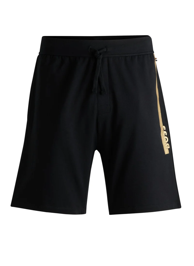 بوس Cotton-terry shorts with metallic logo