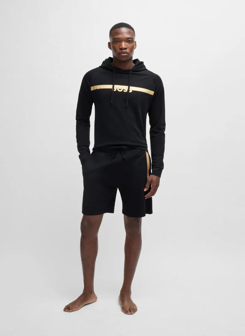 بوس Cotton-terry shorts with metallic logo