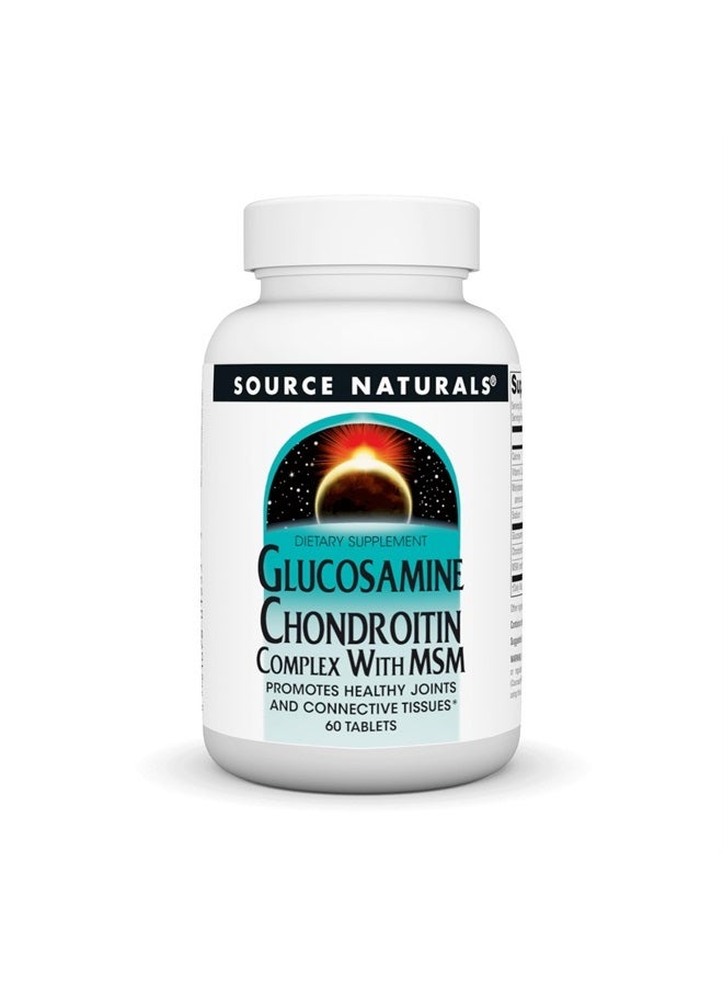 Source Naturals مركب الجلوكوزامين والكوندرويتين مع MSM، 60 قرص - Image 1