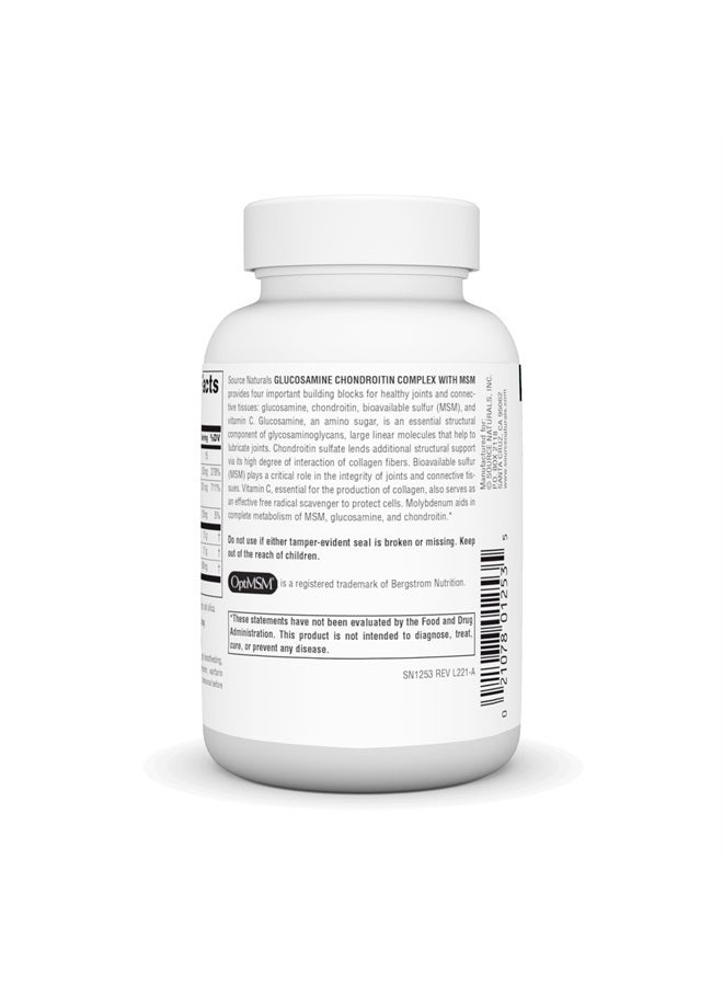 Source Naturals مركب الجلوكوزامين والكوندرويتين مع MSM، 60 قرص - Image 3
