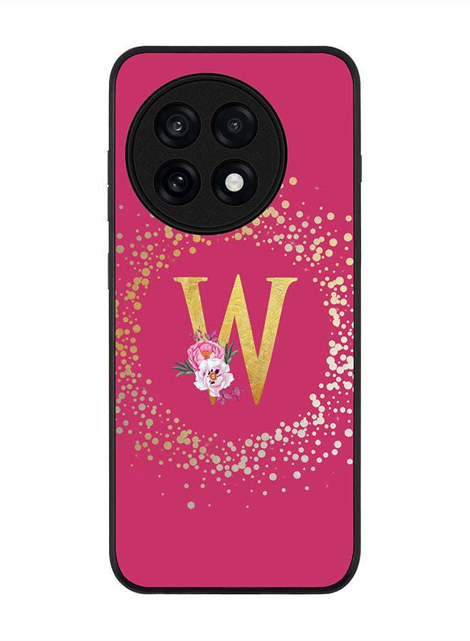 Stylizedd For OnePlus 13R / Ace 5 Pro Case,Slim fit Camera Protection, Shockproof Thin Phone cover  - Custom Monogram Floral - W ( Deep Pink )