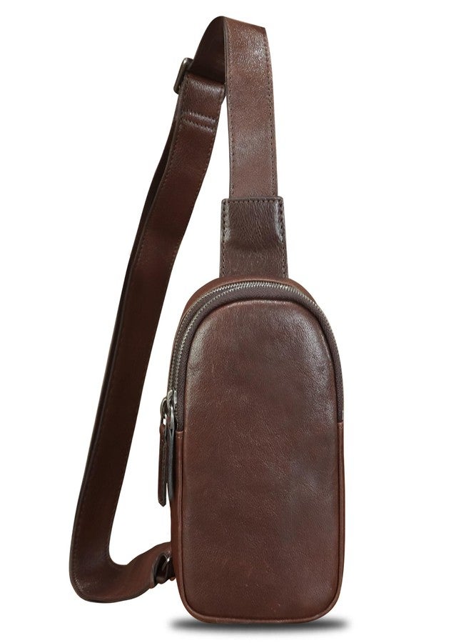 LRTO Genuine Leather Sling Bag for Women Small Crossbody Purse Handmade Daypack Retro Shoulder Backpack Vintage Chest Pack (Coffee) - Image 2