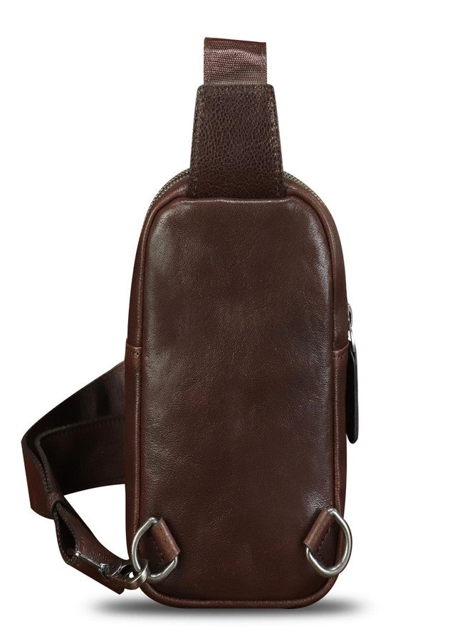LRTO Genuine Leather Sling Bag for Women Small Crossbody Purse Handmade Daypack Retro Shoulder Backpack Vintage Chest Pack (Coffee) - Image 3