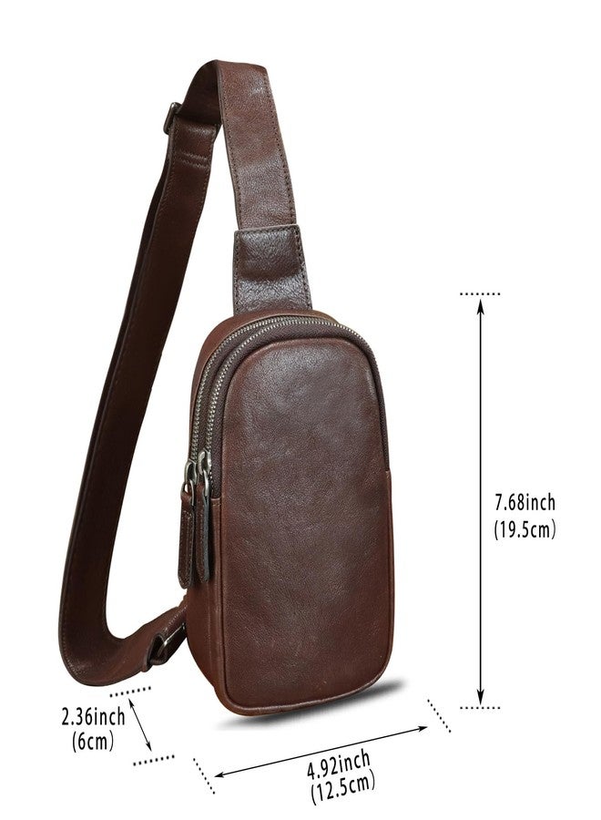 LRTO Genuine Leather Sling Bag for Women Small Crossbody Purse Handmade Daypack Retro Shoulder Backpack Vintage Chest Pack (Coffee) - Image 5