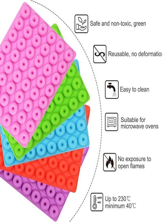MoldBerry Silicone 48 Cavity Non Stick Donut Candy Mold | Gummy Candy Molds for Chocolate Jelly Ice Cube Candy Pralines Caramels Ganache Snacks Baking Candy Cake Decoration - Pack of 1 (Multicolor) - Image 3