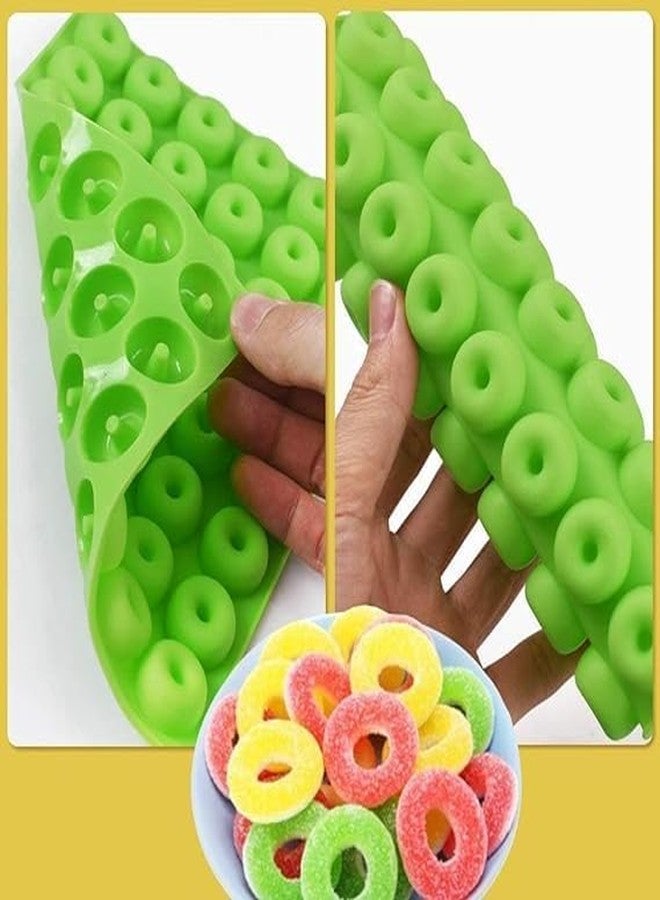 MoldBerry Silicone 48 Cavity Non Stick Donut Candy Mold | Gummy Candy Molds for Chocolate Jelly Ice Cube Candy Pralines Caramels Ganache Snacks Baking Candy Cake Decoration - Pack of 1 (Multicolor) - Image 4
