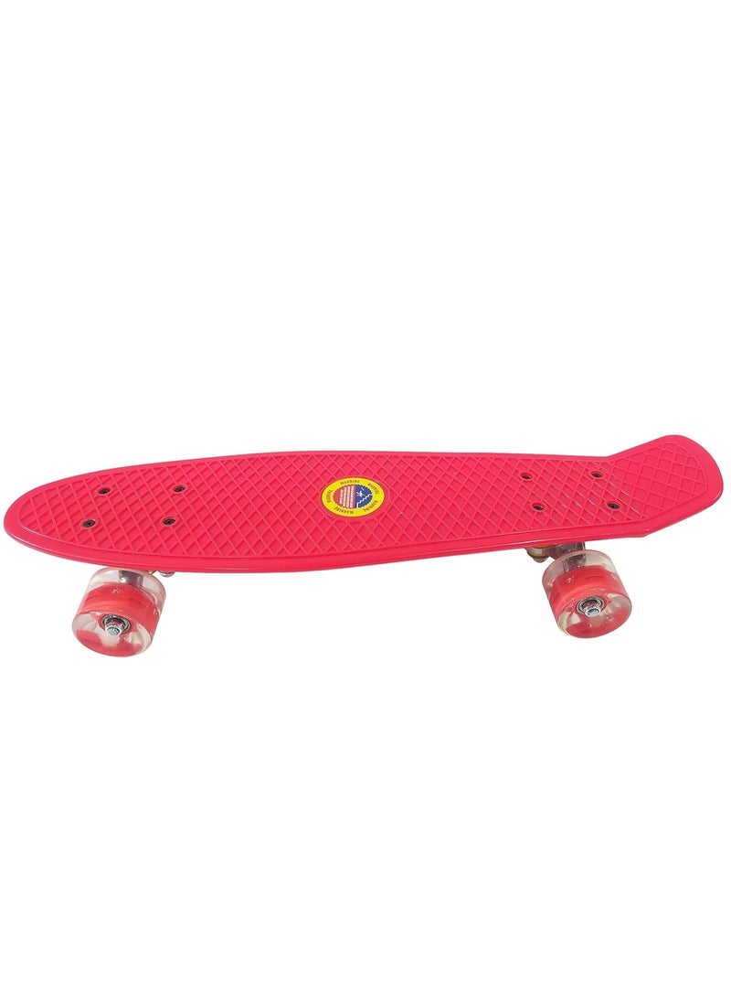 Generic Kid's Mini Cruiser Retro Plastic Complete Skateboard for Boys and Girls, Non-Slip Skateboard Size 55x15 Cm, High Speed Bearings & Soft PU Bushing LED Wheels, For Teens And Beginners  - Image 3