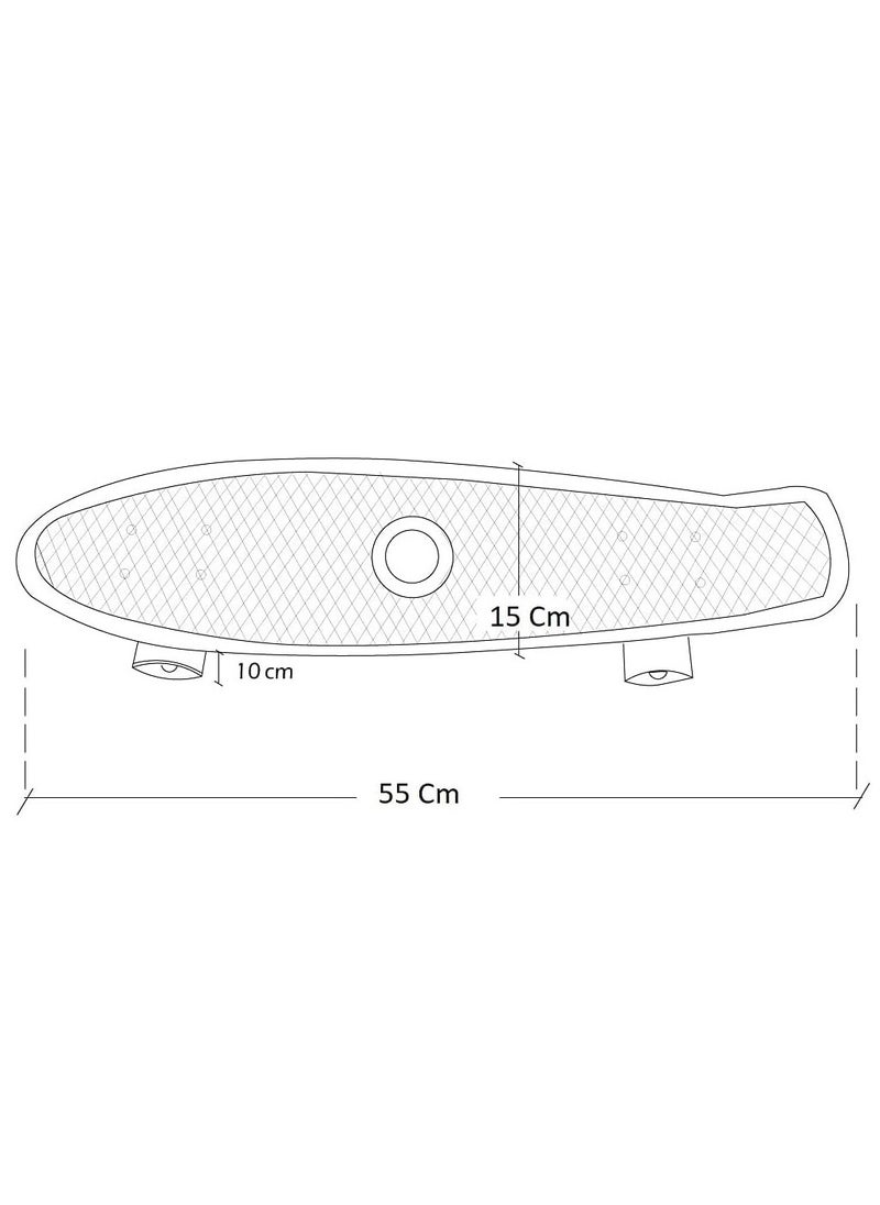Generic Kid's Mini Cruiser Retro Plastic Complete Skateboard for Boys and Girls, Non-Slip Skateboard Size 55x15 Cm, High Speed Bearings & Soft PU Bushing LED Wheels, For Teens And Beginners  - Image 4