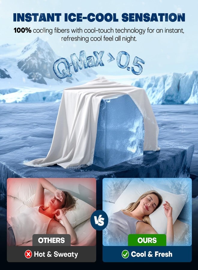Rifens Cooling Pillowcases for Hot Sleepers Set of 2, Soft & Smooth (White, Standard) - Image 2