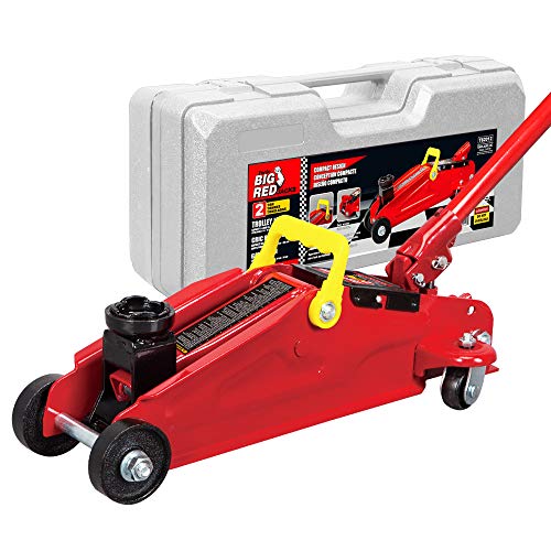Big RED TAM82012 Torin Hydraulic Trolley Service/Floor Jack with Blow Mold Carrying Storage Case, 2 Ton (4,000 lb) Capacity, Red - Image 1