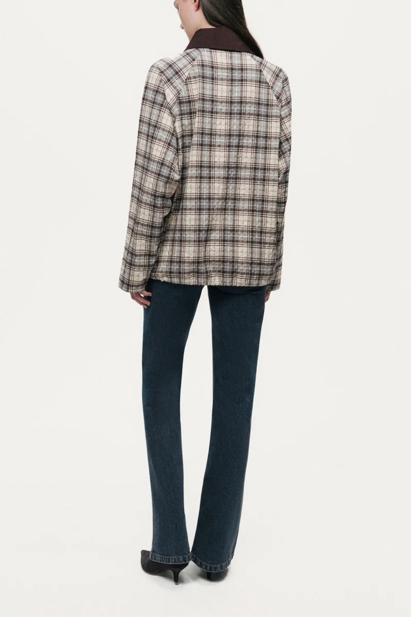 Nocturne Checked Contrast Collar Jacket