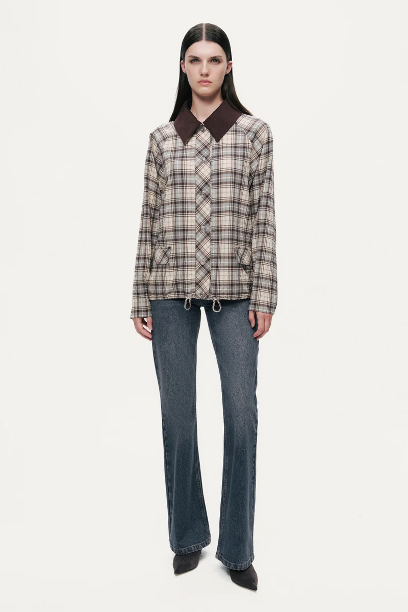 Nocturne Checked Contrast Collar Jacket