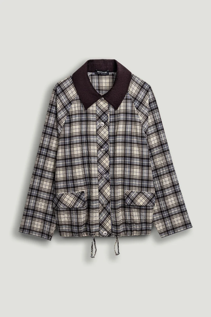 Nocturne  Checked Contrast Collar Jacket for Women | Best Price UAE