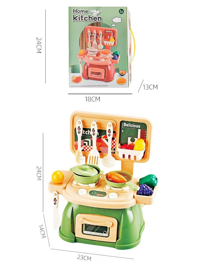 30 Pcs Kitchen Pretend Play Toy Set, Kitchen Toys Set ForKids Role Play Cookware Indoor DIY Toy Games, Kitchen Accessories Toys Sets Fruit and vegetable accessories for Boys, Girls, Kids, Children, Green - Image 2