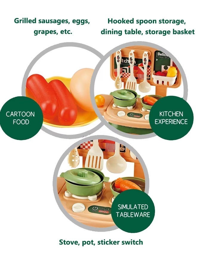 30 Pcs Kitchen Pretend Play Toy Set, Kitchen Toys Set ForKids Role Play Cookware Indoor DIY Toy Games, Kitchen Accessories Toys Sets Fruit and vegetable accessories for Boys, Girls, Kids, Children, Green - Image 4