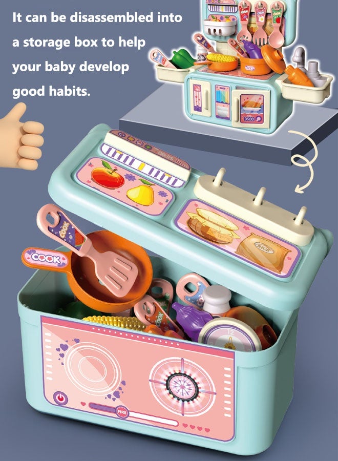 مجموعة ألعاب المطبخ التخيلي، مجموعة ألعاب مطبخ للأطفال، أدوات طبخ للعب الأدوار، ألعاب تركيب يدوية داخلية، 14 قطعة من إكسسوارات المطبخ، إكسسوارات فواكه وخضراوات للأولاد والبنات والأطفال، لون وردي - Image 5