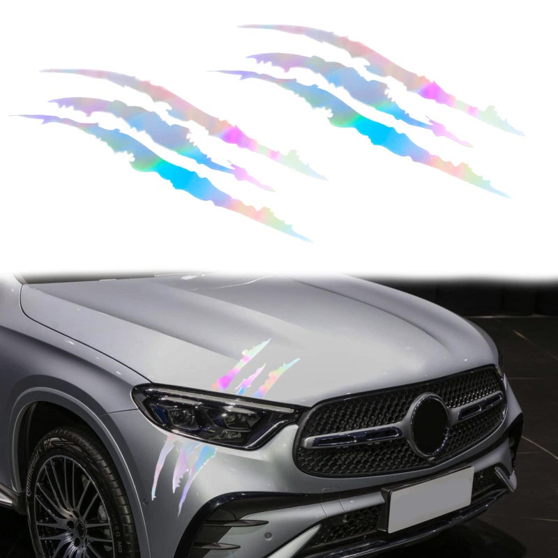 KEVWR 2PCS Reflective Monster Claw Stickerwith Scratch Marks Light Bumper Sticker Waterproof for Car Headlamp Motorbike Truck Decor - Image 3