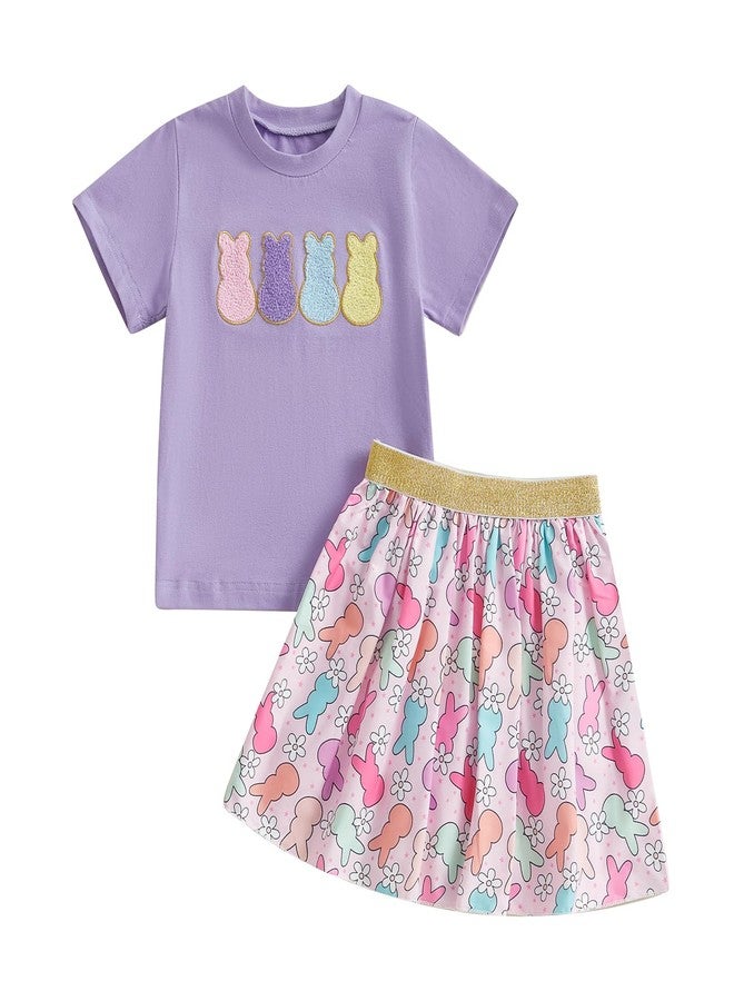 YINGISFITM Toddler Easter Dress outfit Baby Girl Bunny Shirt Sweatshirt Tulle Tutu Skirt Kids Little Girls Easter Clothes (Purple bunny shirt, 2-3 Years) - Image 1