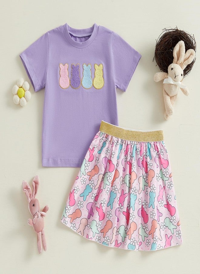 YINGISFITM Toddler Easter Dress outfit Baby Girl Bunny Shirt Sweatshirt Tulle Tutu Skirt Kids Little Girls Easter Clothes (Purple bunny shirt, 2-3 Years) - Image 2