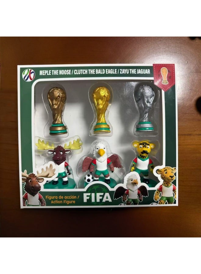 فيفا مجموعة تماثيل تذكارية لهواة كرة القدم لكأس العالم 2026 بين الولايات المتحدة وكندا والمكسيك: تماثيل الغزال والنسر والفهد للعرض - Image 1